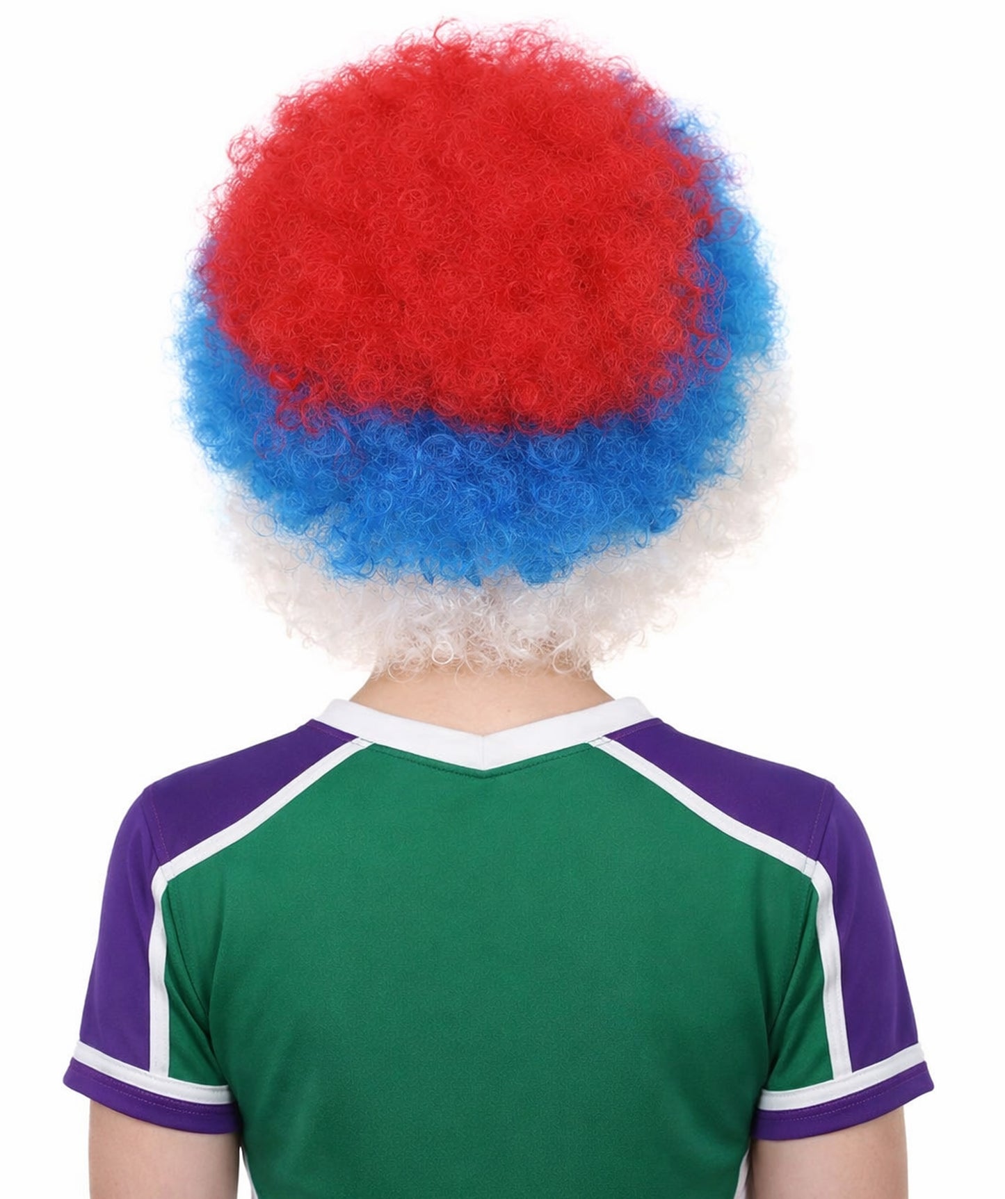 Serbia Flag Sport Afro Wig | Jumbo Super Size White Blue Red Wig
