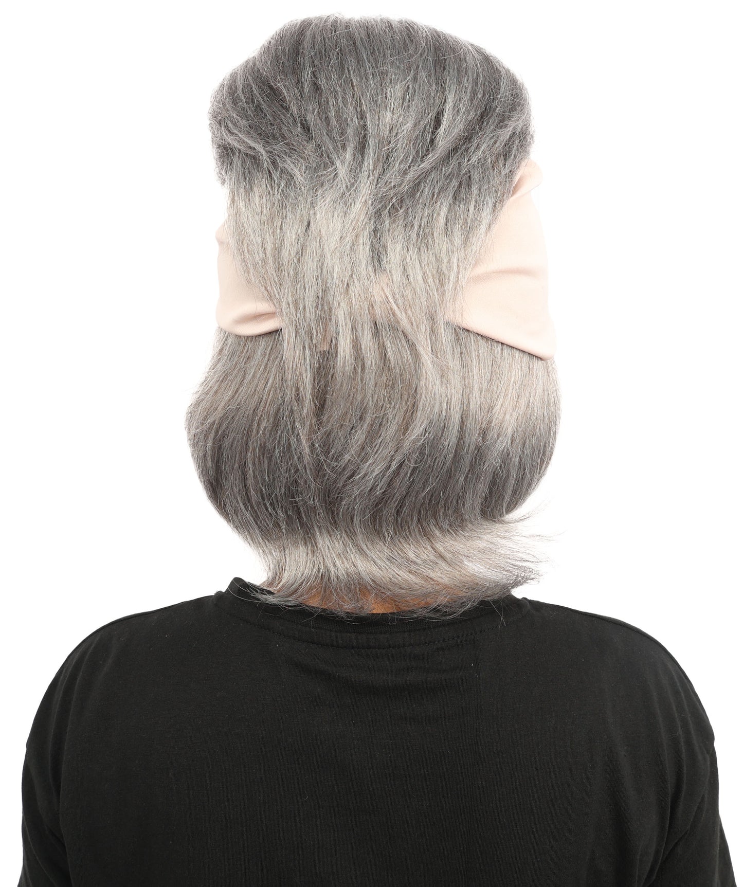HPO Women’s 14” Grey Beehive Wig with Beige Headwrap | Capless Synthetic Hairpiece | Inspired Look for Halloween Cosplay and Party Events
