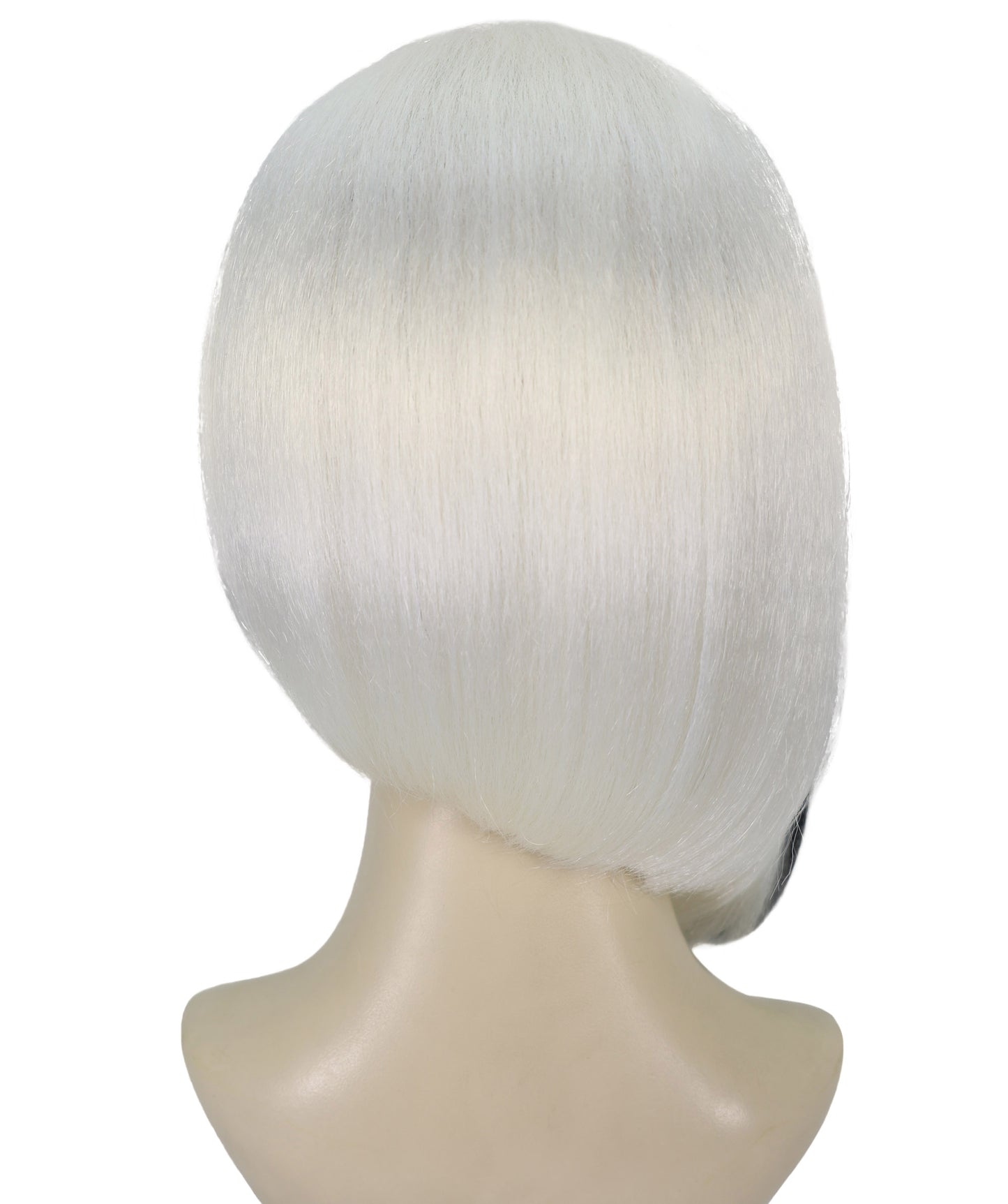 HPO Adult Women’s Glamour Diva White Wig with Black Streaks | Long Synthetic Costume Wig | Halloween Party Diva Look | Breathable Capless Fit, Soft Fiber