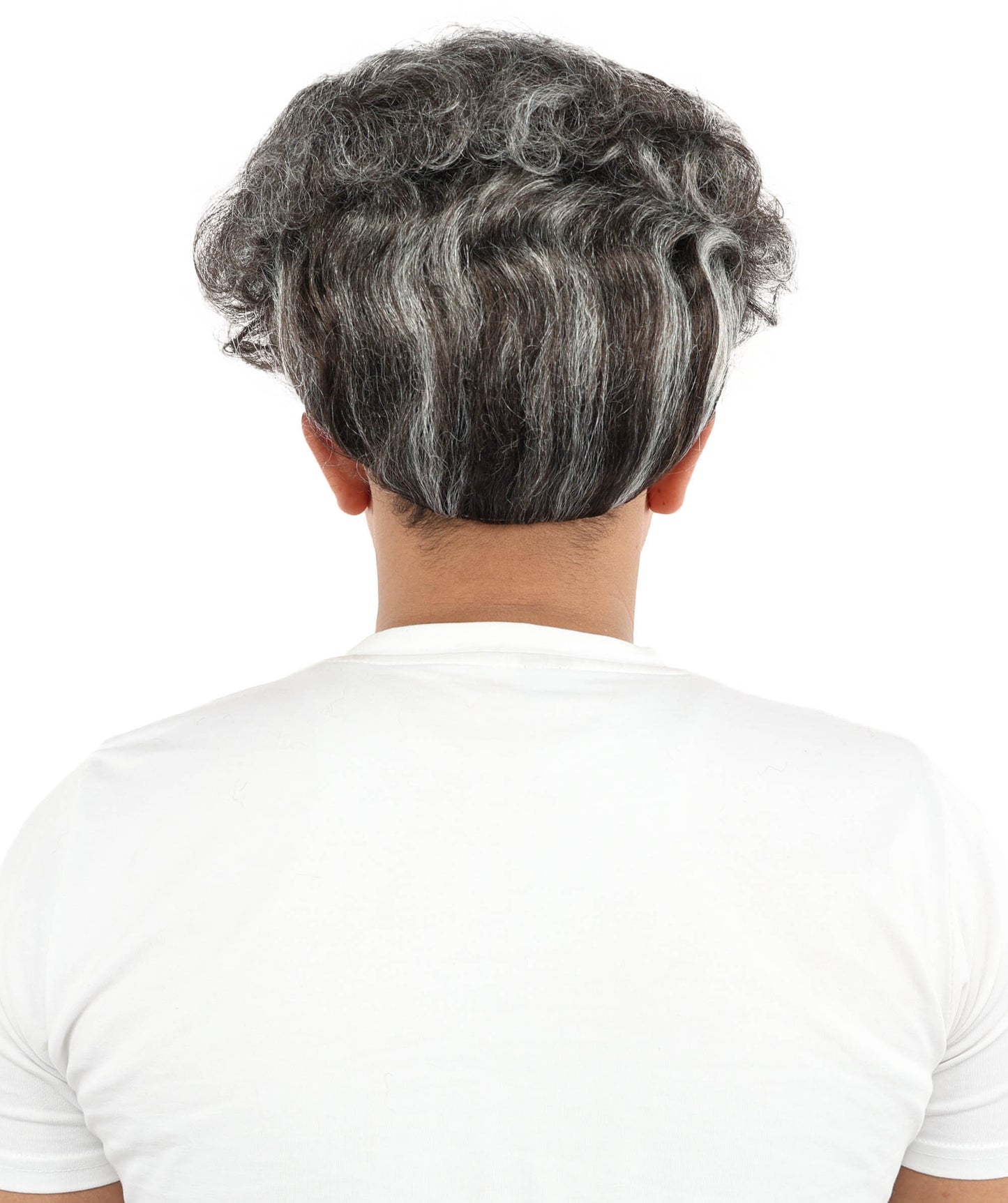 HPO Men’s Ash Black 9 Inch Short Curly Wig | Lightweight Capless Synthetic Puff Style | Suitable for Cosplay, Halloween, Party Wear