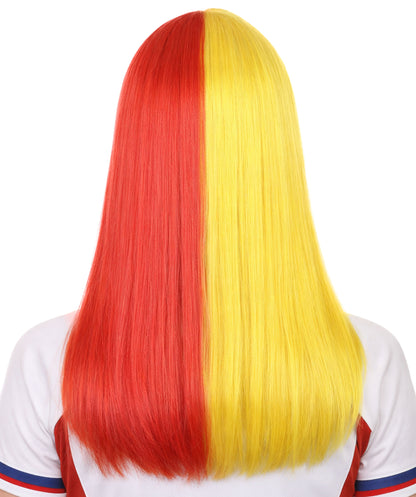 Colombia Flag Sport Party Long Bob Wig | Patriotic Character Halloween Wig | Premium Breathable Capless Cap