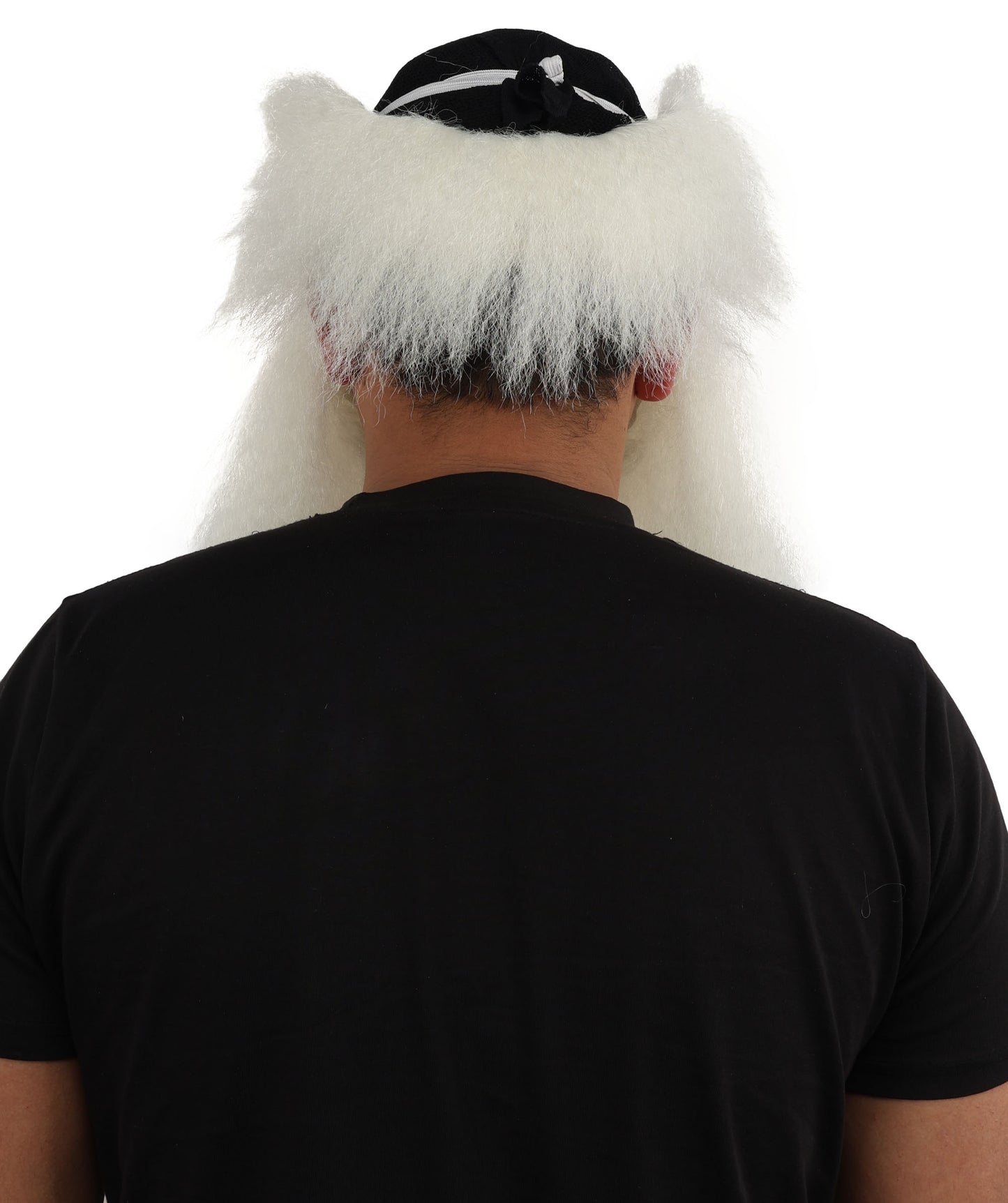 HPO Men's Elder Mage Wig & Beard Set | Long White Hair with Matching Mustache, Beard & Sideburns | Synthetic Wig for Cosplay, Halloween, Stage & Roleplay