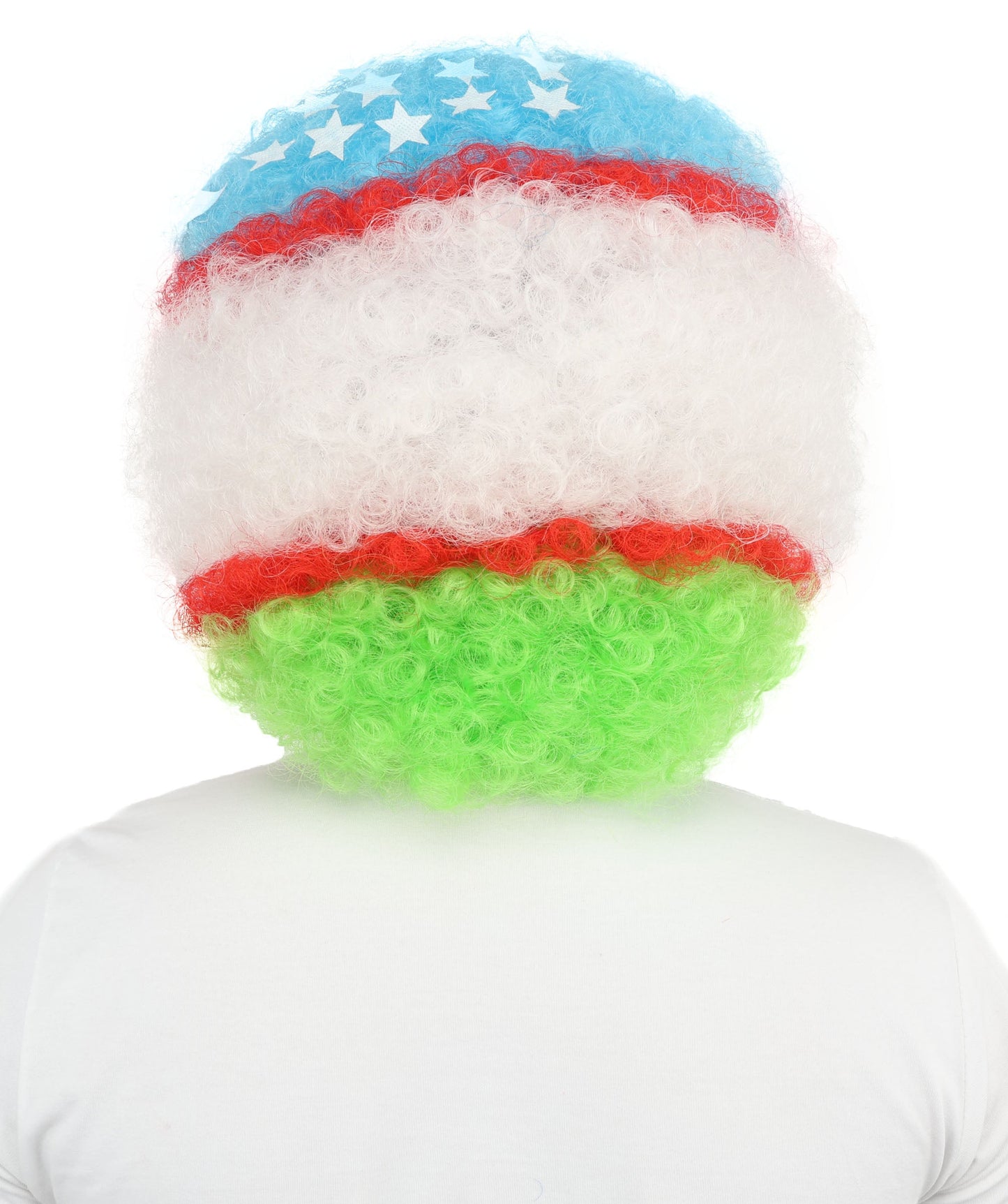 Adult Uzbekistan Flag Clown Wig – Curly Multicolor Synthetic Hair | Ideal for Parties, Parades & National Celebrations