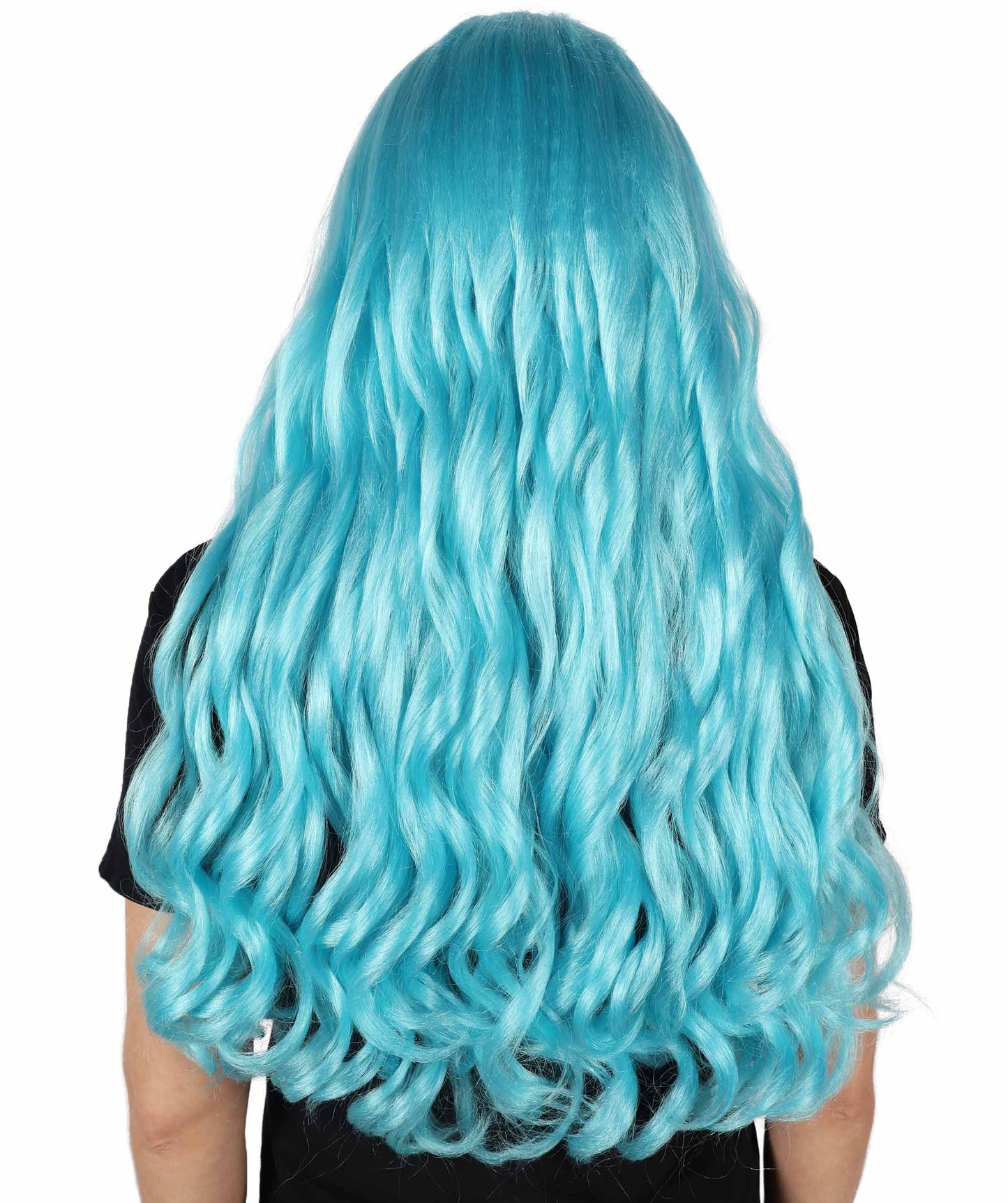 HPO Women's Red Long Wavy Desire Wig with Front Bangs | Halloween and Party Wig | Flame-retardant Synthetic Fiber  |  Premium Breathable Capless Cap