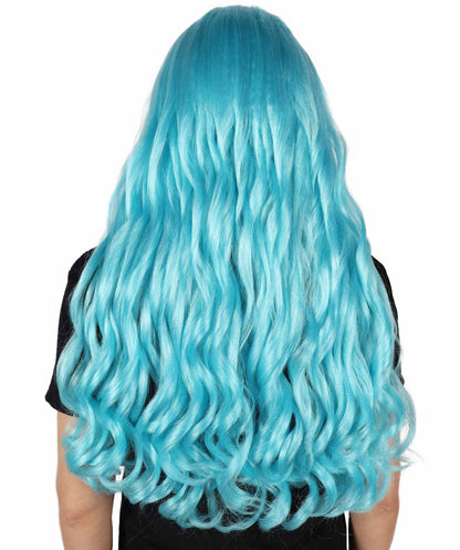 HPO Women's Red Long Wavy Desire Wig with Front Bangs | Halloween and Party Wig | Flame-retardant Synthetic Fiber  |  Premium Breathable Capless Cap