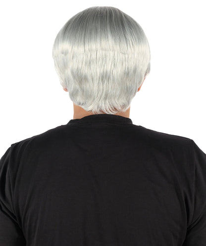 HPO Men's 9" Inch Short Length Halloween Classic Moe Retro Bowl Cut Costume Wig, Multiple Color Synthetic Soft Fiber Hair, Perfect for your next Festival