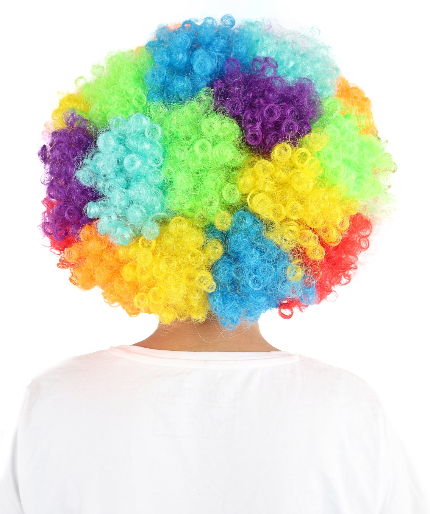 HPO Women's Clown Wig | Rainbow Curly  Hairpiece | Adjustable Cap Synthetic Wig for Halloween, Circus, Stage & Festivals