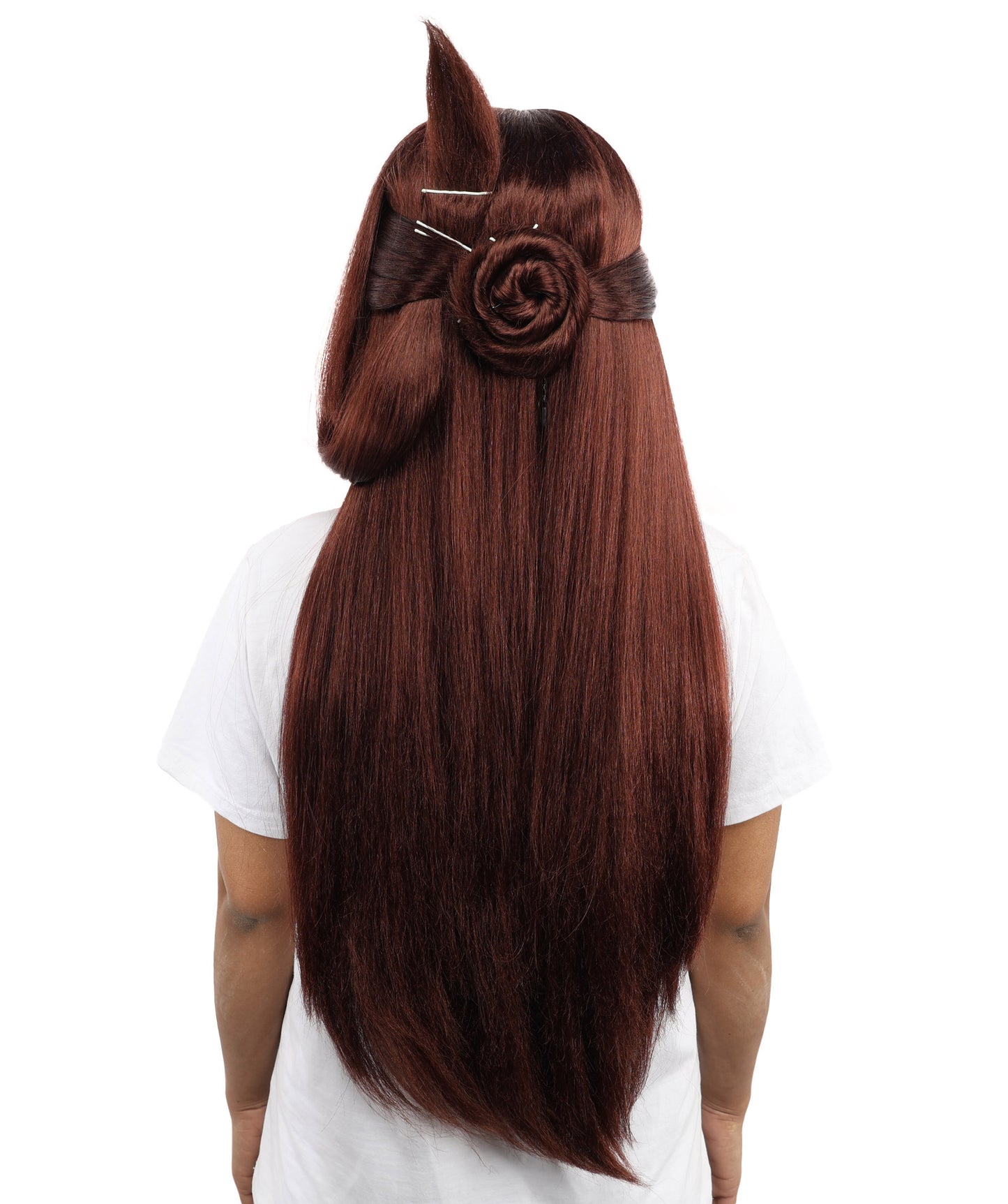 HPO Women's Chocolate Brown Anime Character Wig | Synthetic Fiber with Side Swept Bangs and Top Tuft | Halloween Party and Comic Con Events