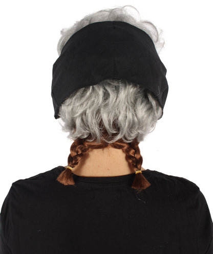 HPO Women's Short Silver Curly Wig | Suitable for Halloween | Flame-retardant Synthetic Fiber