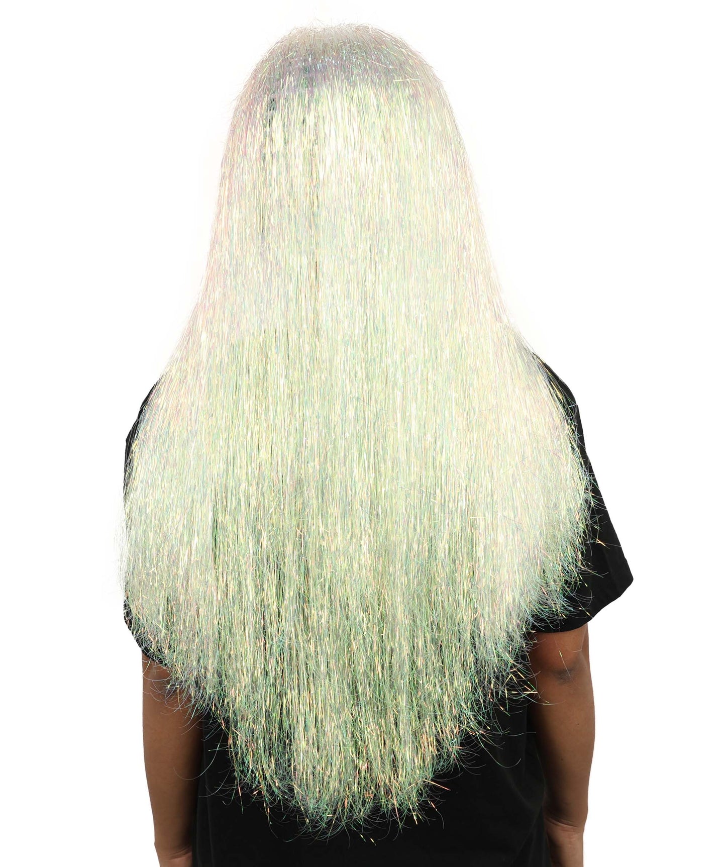 HPO Women's White Sparkling Cosplay Wig | Long Layered Synthetic Wig for Halloween Parties, Festivals, s, and Roleplay
