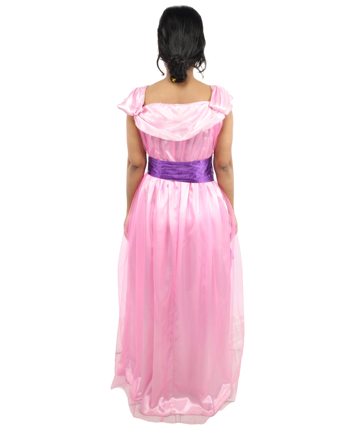 HPO Women’s Pink & Purple Heroine Style Costume – Elegant Draped Gown Dress with Sash Detail | Classic Theme Party & Cosplay Outfit