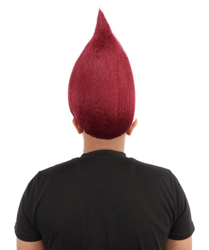 HPO Unisex Qatar Flag-Inspired Maroon & White Sport Troll Wig Troll Wig – Spiky Synthetic Hair with Capless Cap | Ideal for Sports, Cosplay, and National Events