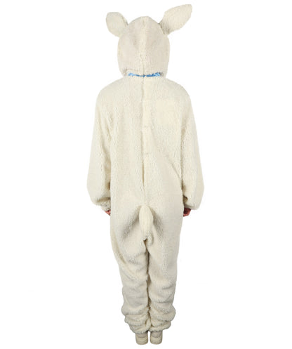 HPO Unisex White Long Lamb Wig and Costume | Suitable for Halloween | Flame-retardant Synthetic Fabric