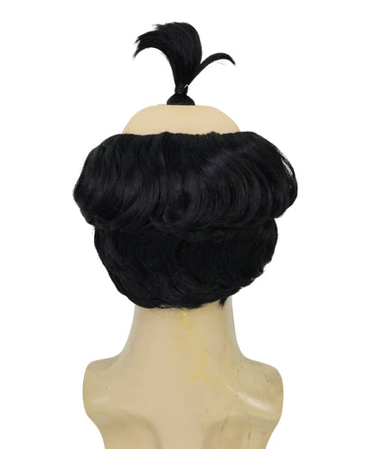 HPO Men's Black Bald Wig with Attached Hair Fringe | Old Man Grandpa Bald Cap