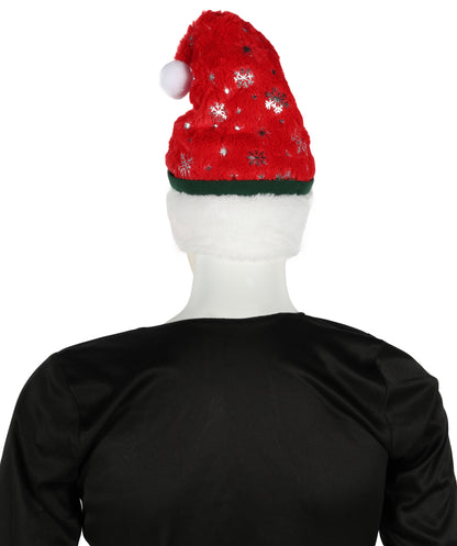HPO Unisex Classic Velvet Christmas Santa Hat | Soft Red and White Festive Holiday Hat | Ideal for Holiday fun