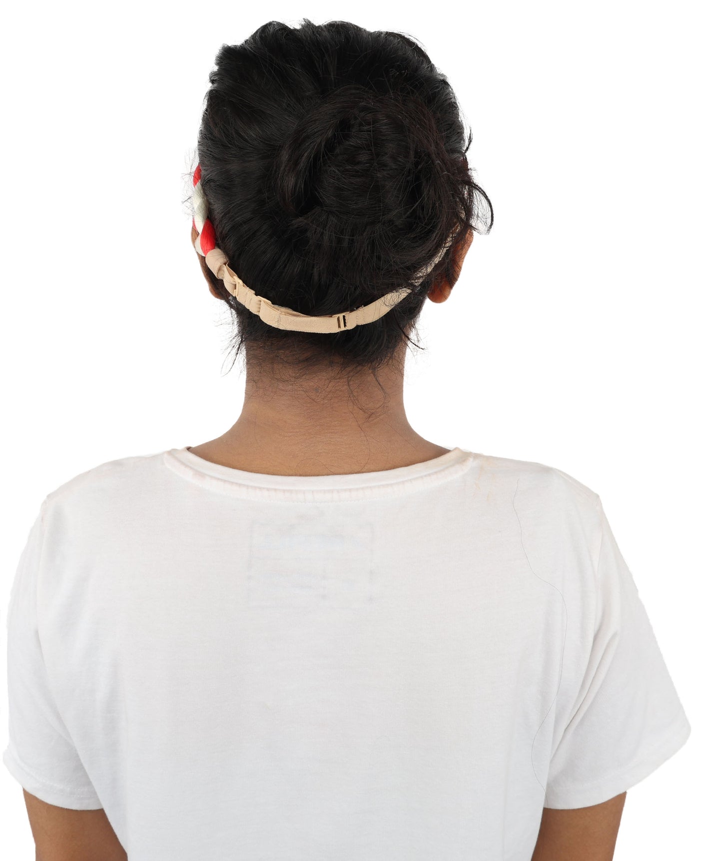 HPO Women's International Braided Headband | Textured red and white synthetic fibers woven into a twisted headband with an elastic back | Ideal for party, Halloween, cosplay, theater, drag, performance, costume events