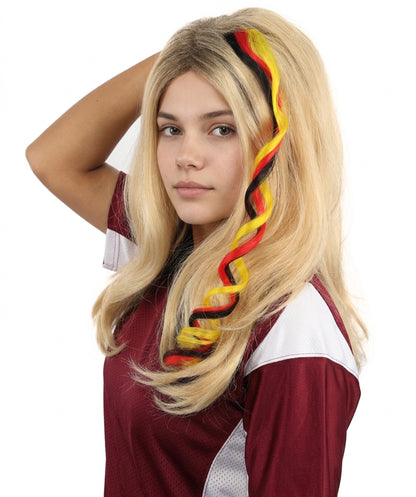 HPO Women's National Flag Hair Streak | Crafted from Flame-retardant Synthetic Febric with a textured spiral construction | Ideal for theater, drag, and costume events