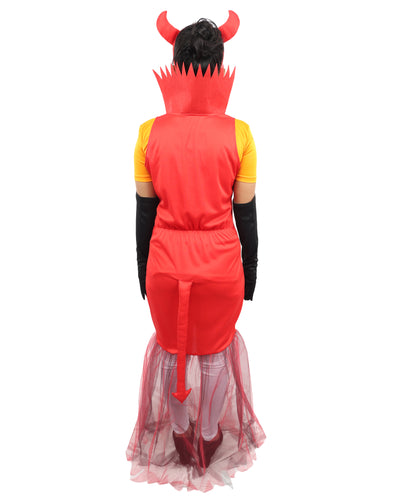 HPO Women's French Kiss Mistress Inferno Costume - Fiery Red Gothic Devil Outfit | Outfit for Halloween, Parties, Stage & Cosplay