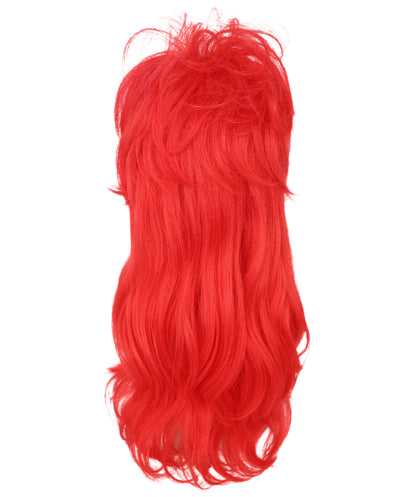 Women’s Punk Red & Black Wavy Long Wig | Edgy Rocker Style for Halloween Themed Parties| Breathable Cap
