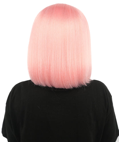 HPO Adult Women's Asymmetrical Bangs Bob Wig | Multiple Color Options | Create of synthetic fiber, sleek straight volume, breathable capless base | Party, Halloween, theater, drag, performance, costume events