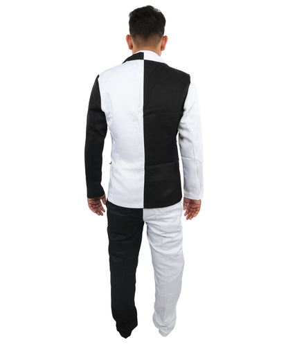 HPO Men’s White & Black Cosplay Tuxedo suit Costume - Two Piece Formal Cosplay Bodysuit | Stylish Party Outfit for Halloween