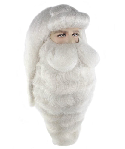 Xmas Party Super Santa Claus Christmas Bundle| Wig and Beard Sets | Premium Breathable Capless Cap