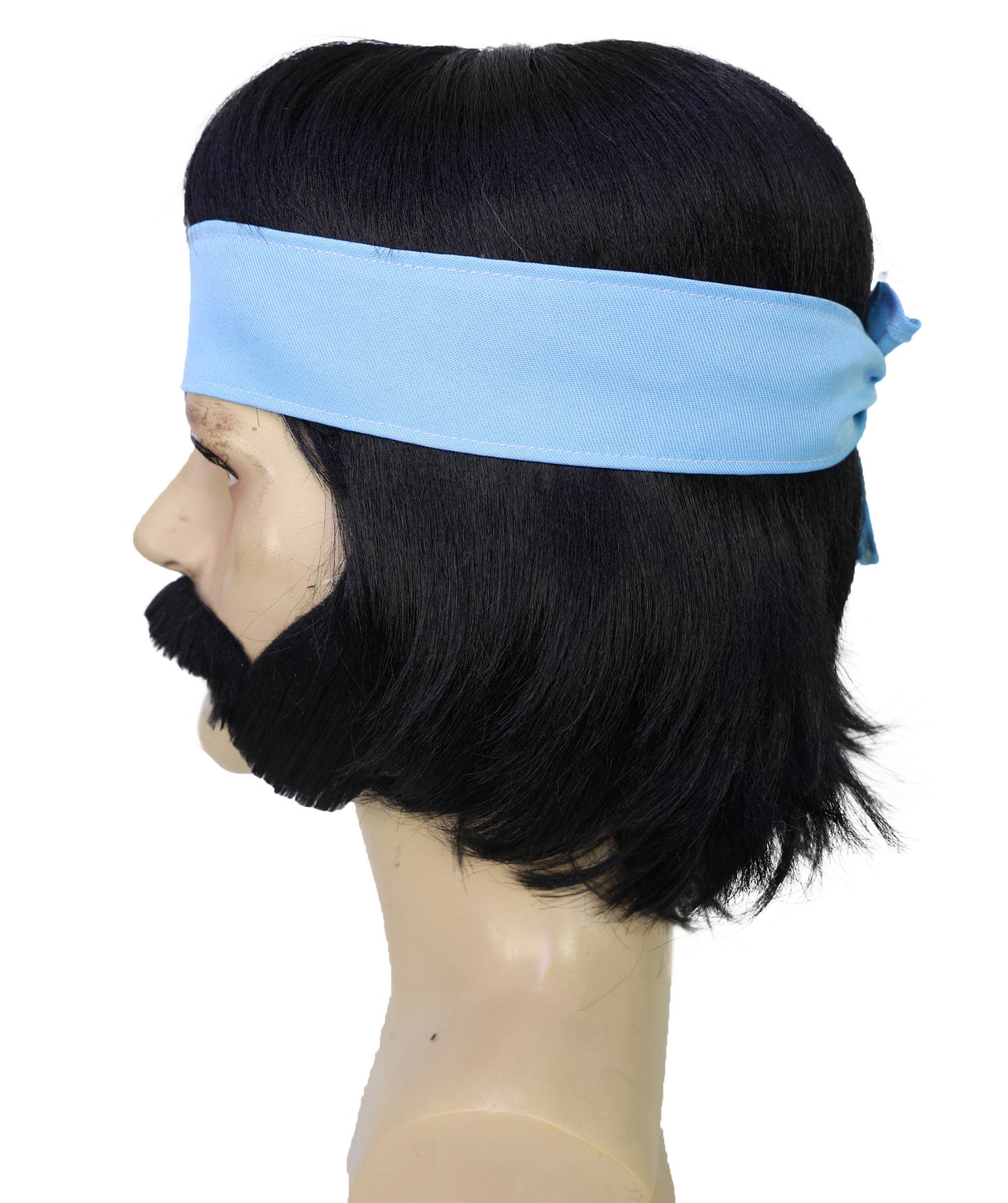 Men's Hippie with Hair Wig, Sideburns & Mustache With Headband – Retro 60s Set | Breathable Capless Cap