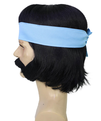 Men's Hippie with Hair Wig, Sideburns & Mustache With Headband – Retro 60s Set | Breathable Capless Cap