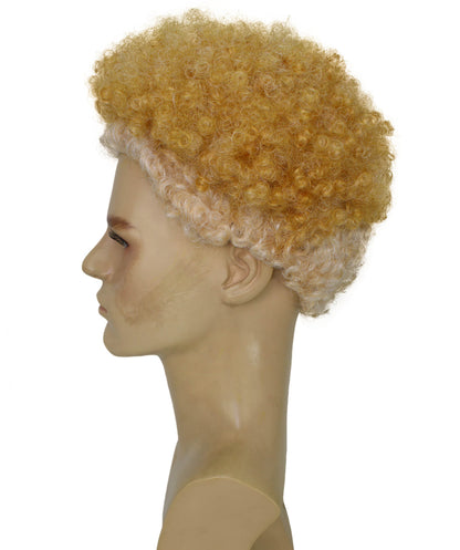 HPO Men's Actor Stylish Blonde Afro Wig, Perfect for Halloween | Flame-retardant Synthetic Fiber