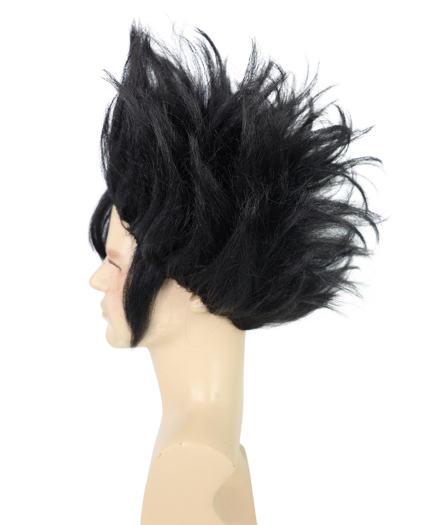 HPO Men’s Black Spiky Short Anime Wig | Synthetic Fiber Hairpiece with Breathable Capless Cap | Ideal for Halloween, Comic Cons & Cosplay Party Costumes