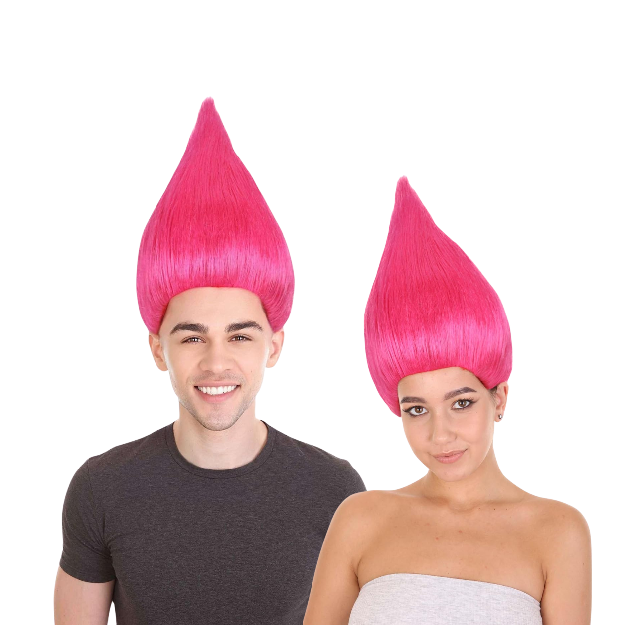 HPO Troll Neon Pink Wig Synthetic Costume Hairpiece Bundle Set for Adult & Teen - Tall Spiked Fantasy Upright Hairstyle With Bold Volume for Cosplay Events & Themed Dress-Up.