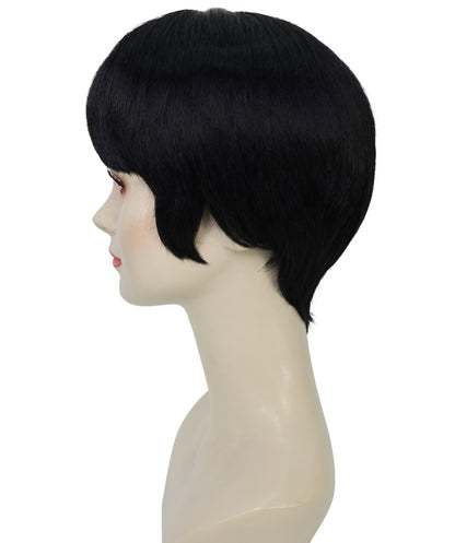 HPO Adult Women’s Sculpted Pixie Cut Wig with Defined Sideburns | Halloween Wig | Flame-Retardant Synthetic Fiber | Capless Adjustable Design for Breathable Fit