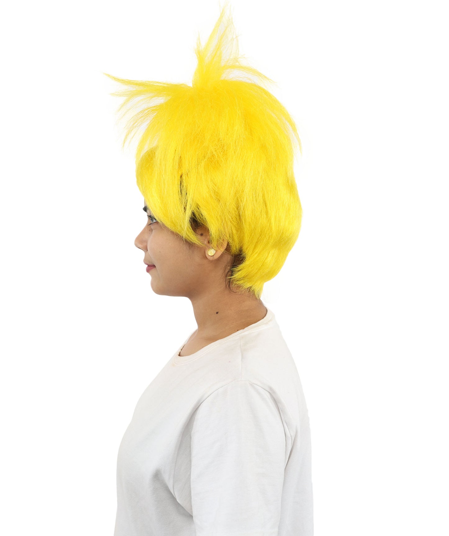 HPO Women’s 15-Inch Orange Spiky Troll Wig | Fun Animated Character | Bright and Bold Look for Halloween, Cosplay, and Themed Party