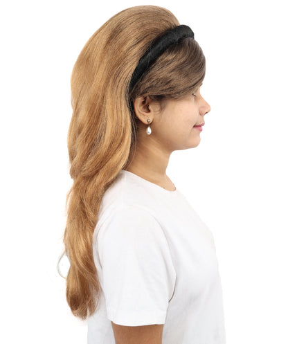 HPO Women's Retro Headband Long Multicolor Wig | 24 Inch Voluminous Honey Brown Swept Bangs | Party Halloween Cosplay Theater Pop Star Costume Events