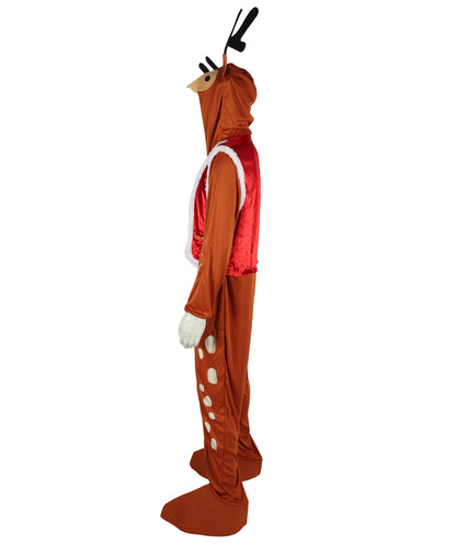 HPO Adult Man's  Reindeer Rider Brown and Red Costume | Holiday Cosplay & Party Fun Outfit