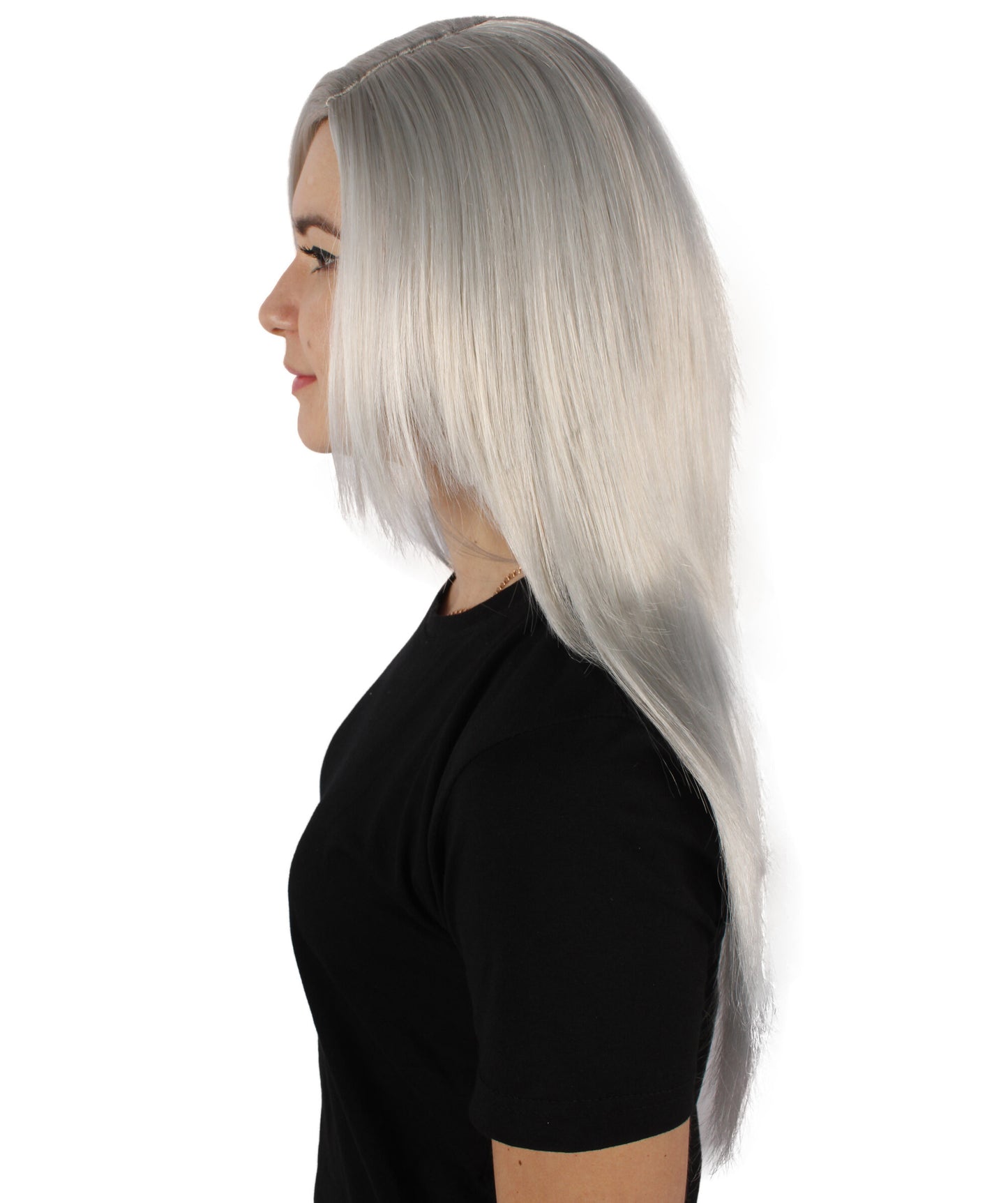 HPO Women's Grey Straight Wig | Flame-retardant Synthetic Fiber | Standard  Wig Cap