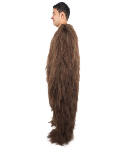 HPO Unisex Extreme Hairy Person Costume, Mask and Bundle - Full-Body Hair Suit Extra-Long Ash Brown Costume Wig for Halloween, Cosplay & Parties