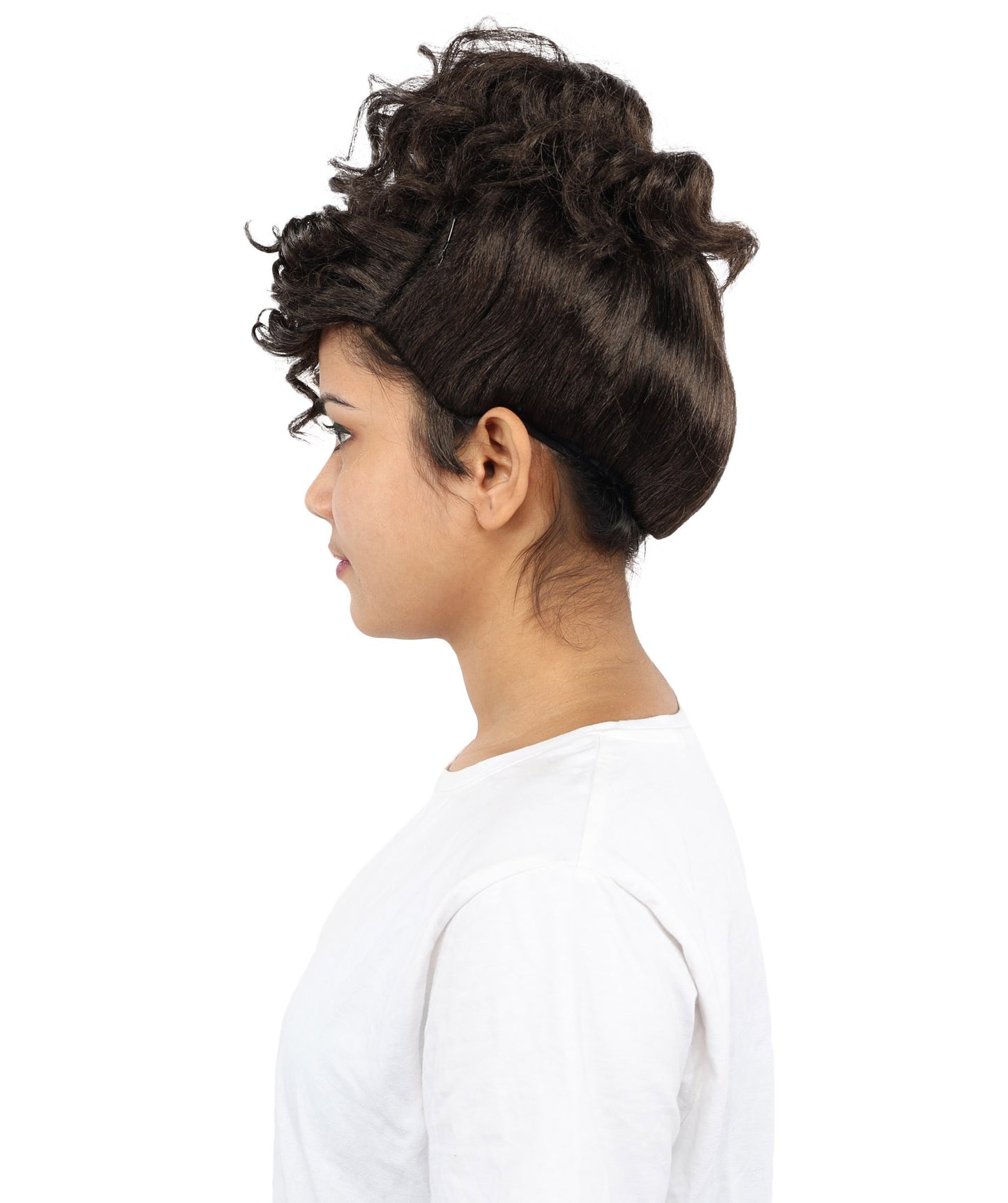 HPO Women's Medium Tight Curly Light Black Wig | Retro-Style Synthetic Hairpiece for Cosplay, Festivals, Stage Shows,  Parties & Photoshoots