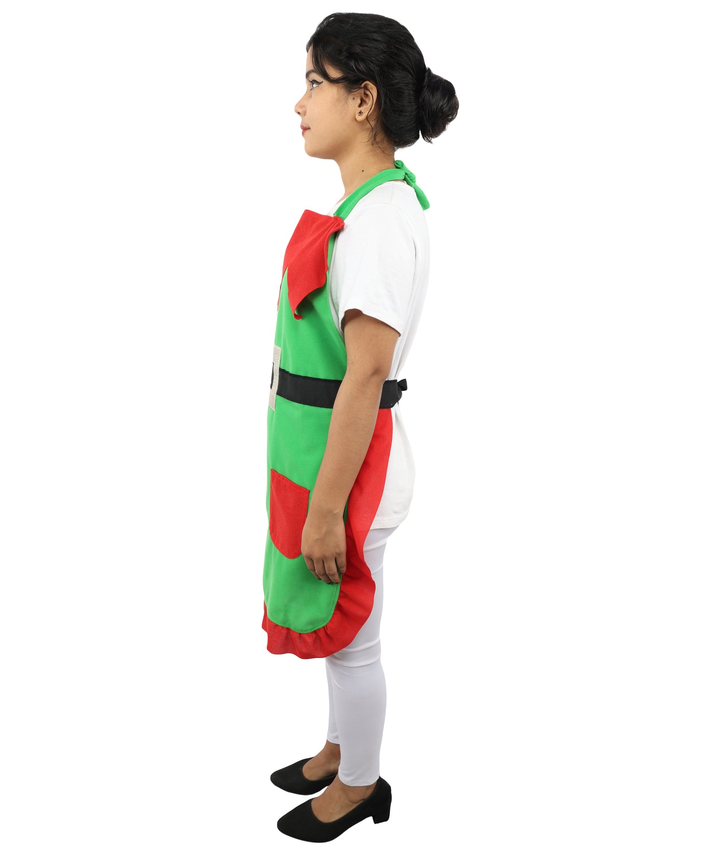 HPO Festive Holiday Helper Fabric Apron for Adults | Red & Green Christmas Cooking Apron | Holiday Baking and Craft Outfit with Adjustable Straps