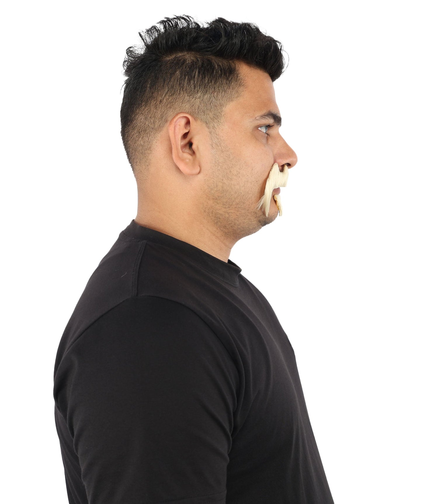 HPO Adult Men’s Bold Horseshoe Mustache with Chin Beard Set – Multiple Color Options - Flame-retardant Synthetic Fiber Fake Facial Hair | Ideal for Halloween Parties, Cowboy, Police Roleplay and Themed Events