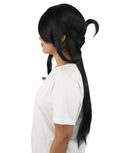 HPO Adult Women's Anime Character Wig | Multiple Color Options | Synthetic Fiber with Side Swept Bangs and Top Tuft | Halloween Party and Comic Con Events