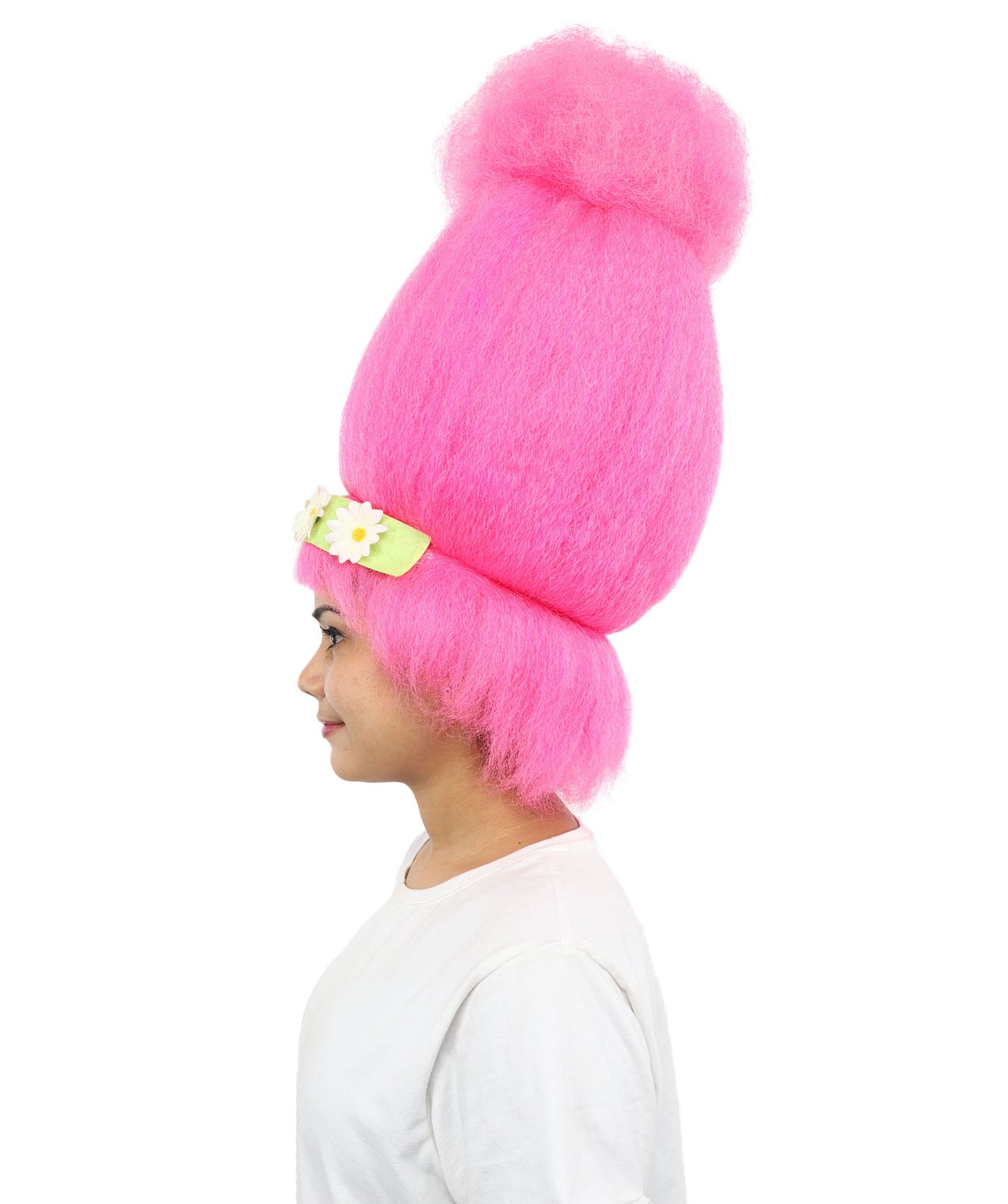 HPO Women’s Troll Wig | Bright Pink High-Volume Hairstyle | Synthetic Hair for Cosplay, Halloween, Stage Performances & Parties"