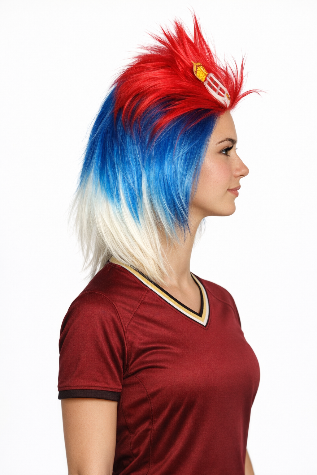 Serbia Flag Sports 80's Mullet Wig | Premium Breathable Capless Cap