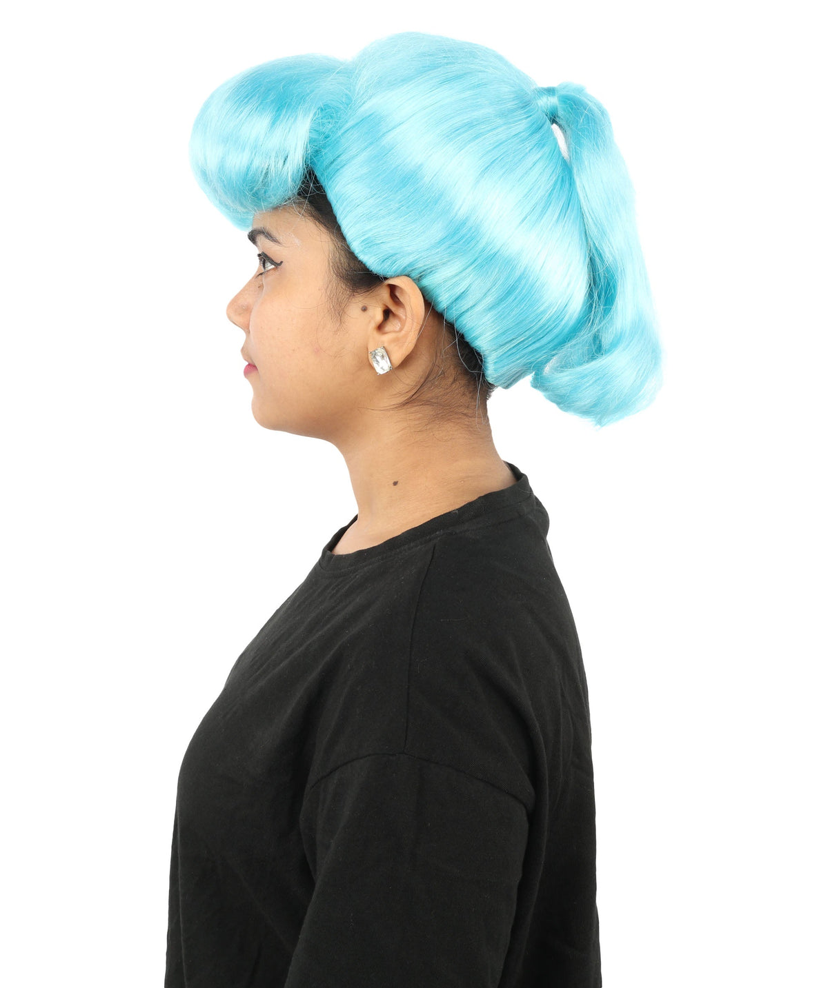 HPO Adult Women's Retro Pin-Up Wig | Multicolor Options, create of synthetic fiber, vintage curled bumper bangs with rolled back, breathable base | Party, Halloween, theater, drag, performance, costume events