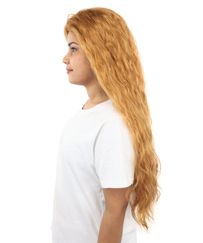 HPO Women's Colombian Pop Star Inspired Wig | Extra Long Wavy Blonde Hairpiece with Layers | Synthetic Wig for Cosplay, Halloween, Parties, Stage & Roleplay