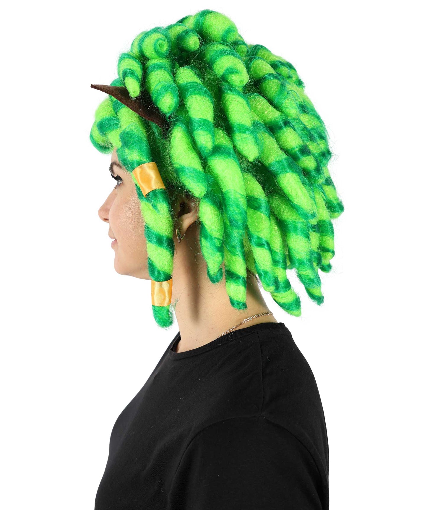 HPO Women's Superhero Green Braided Ponytail Wig I Halloween Wig I Flame-retardant Synthetic Fiber