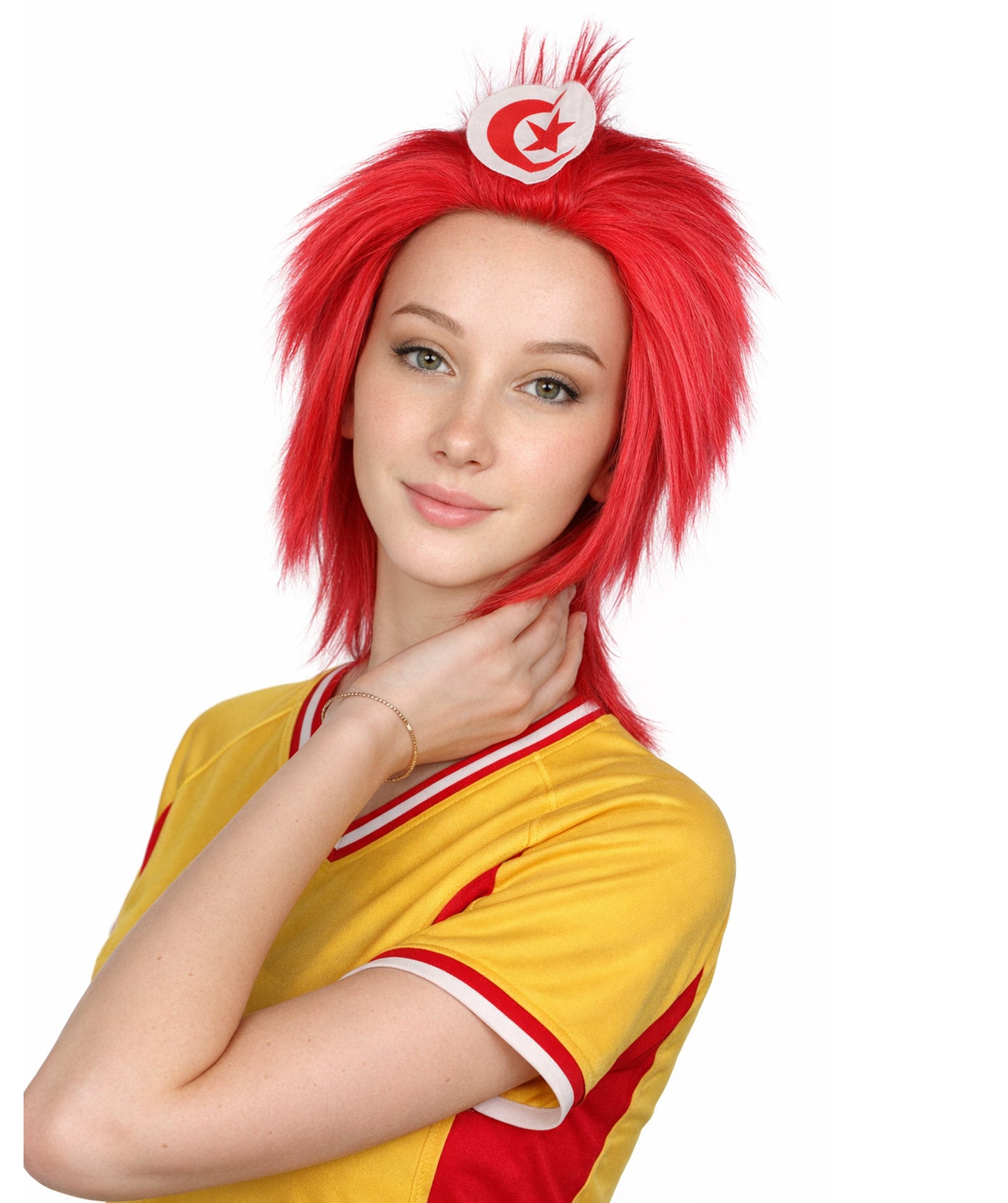 Tunisia Flag Sports, 80's Mullet Wig | Premium Breathable Capless Cap