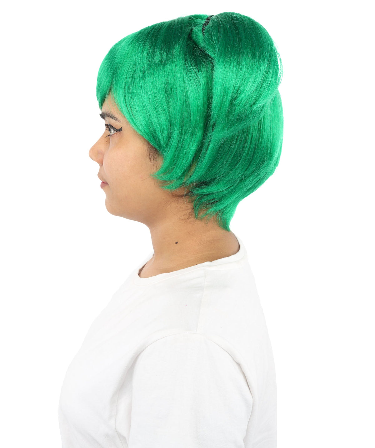 HPO Adult Women's Anime Trainer Character Wig | Vibrant hue multicolor options, create of synthetic fiber, short choppy bob with high side ponytail, breathable base | Cosplay, Halloween, theater, party, performance, costume events