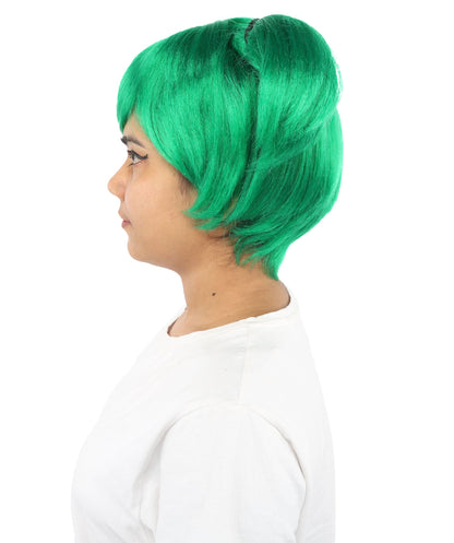 HPO Adult Women's Anime Trainer Character Wig | Vibrant hue multicolor options, create of synthetic fiber, short choppy bob with high side ponytail, breathable base | Cosplay, Halloween, theater, party, performance, costume events