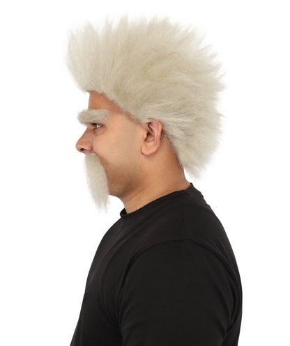 HPO Men's Medium Theatrical Blonde Wig | Solid vibrant tone, create of synthetic fiber, thick woven texture, breathable capless base | Party, Halloween, theater, drag, performance, costume events